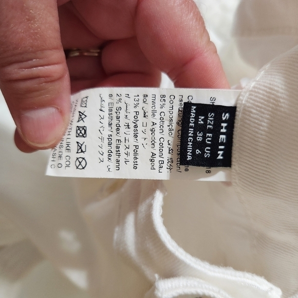 Shein White Skinny Jeans High Rise Fray Hem, sz 6 - Picture 5 of 7